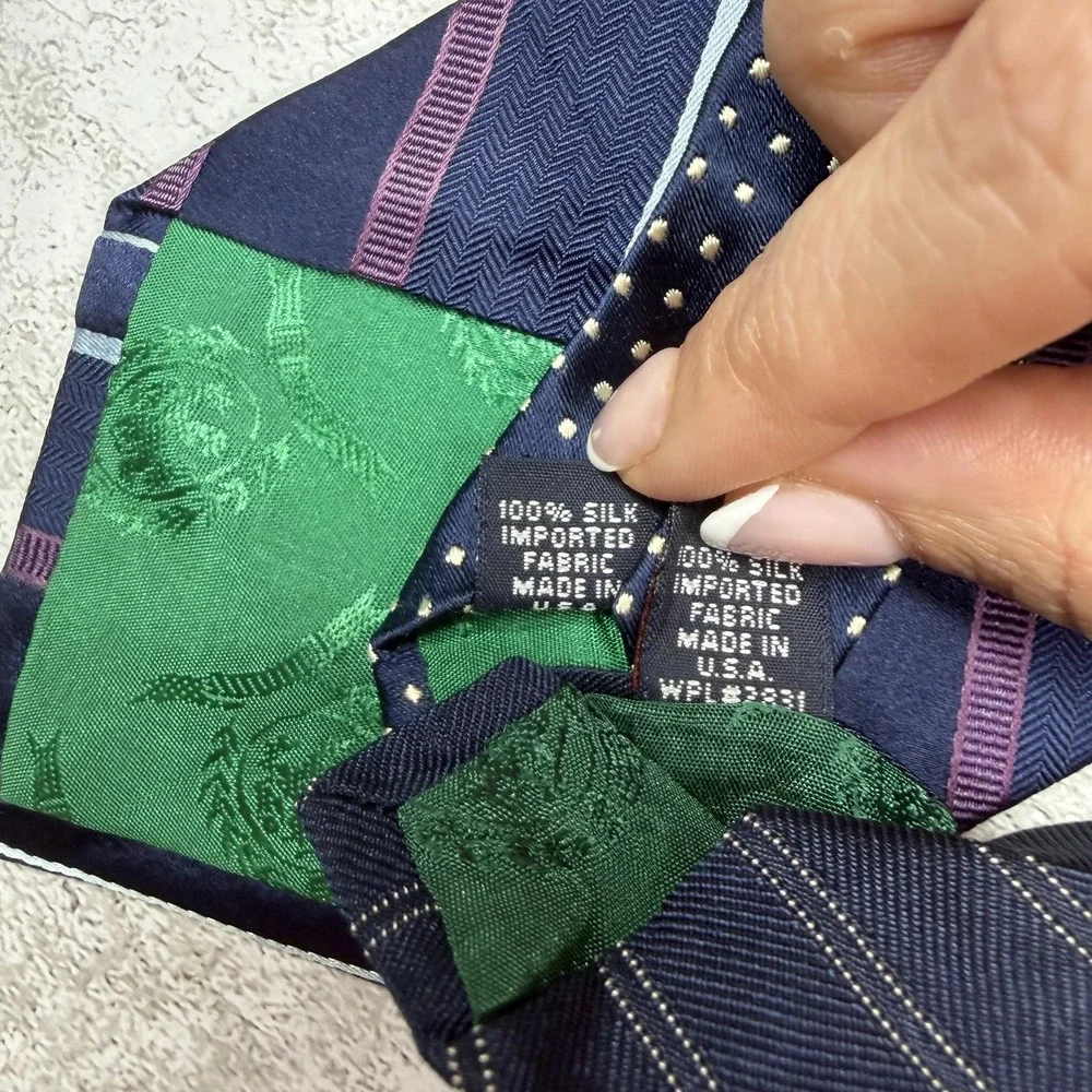 Tommy Hilfiger Silk Tie Set Mens One Size Multicolor Striped Made In USA Necktie
